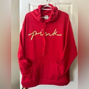 PINK by Victorias Secret. Red with Gold Script XL pullover hoodie.